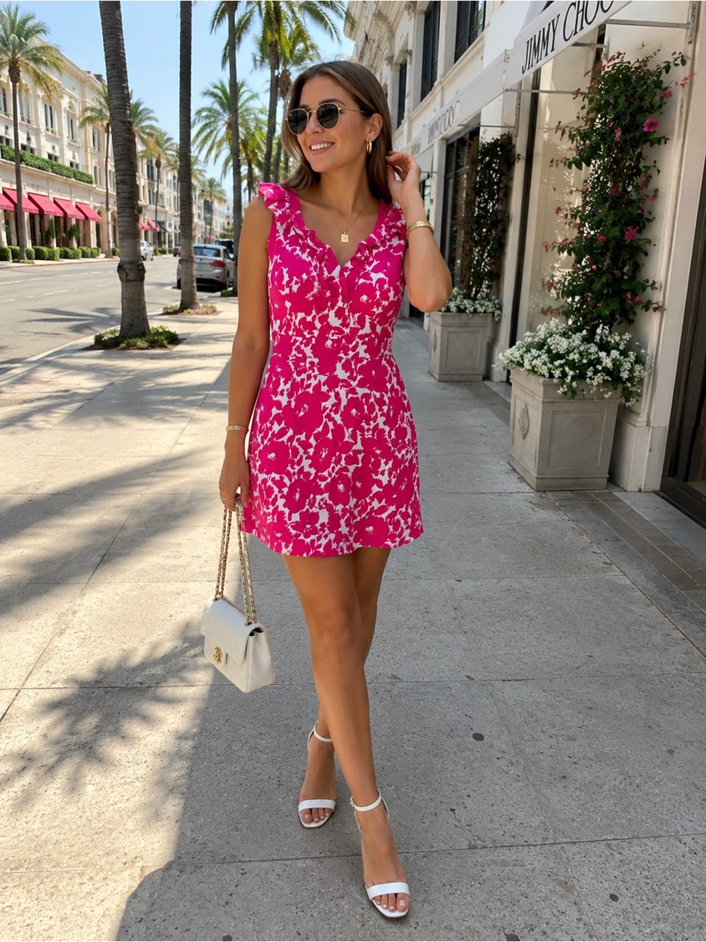 Just Taylor Pink Floral Ruffle Dress – Size 12